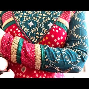 MissSoni Lahore Boutique Shirt Dress in Vibrant Red, Teal, and Gold